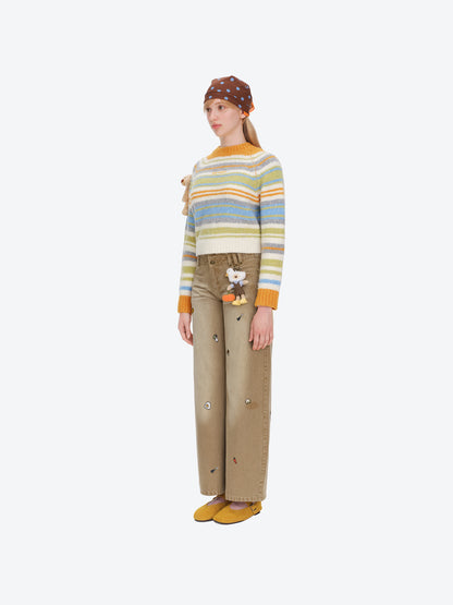 13DE MARZO Marzo Valley Colored Lines Sweater Yellow