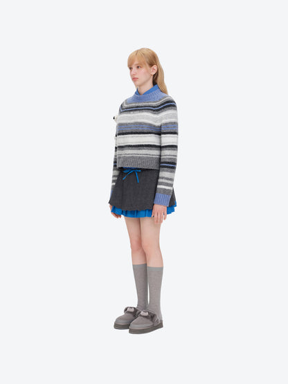 13DE MARZO Marzo Valley Colored Lines Sweater Blue