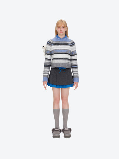 13DE MARZO Marzo Valley Colored Lines Sweater Blue
