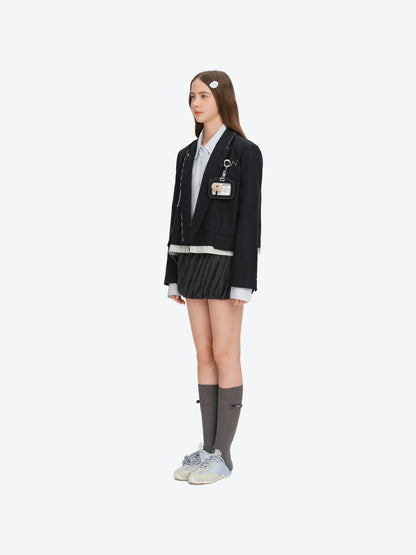 13DE MARZO Jump Wire & Badge Crop Blazer