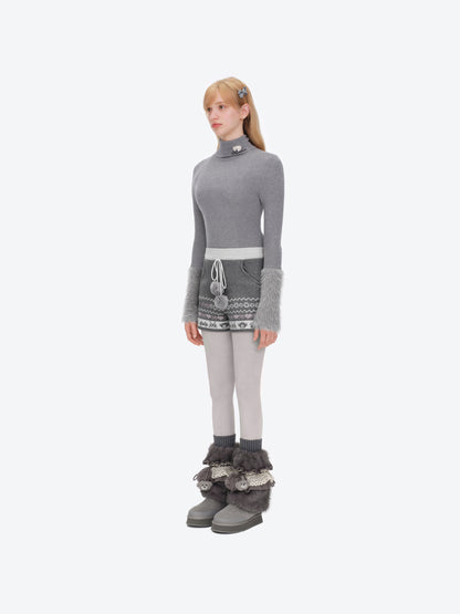 13DE MARZO Lace-Trimmed Lace-Up Snow Boots Grey - 13DE MARZO