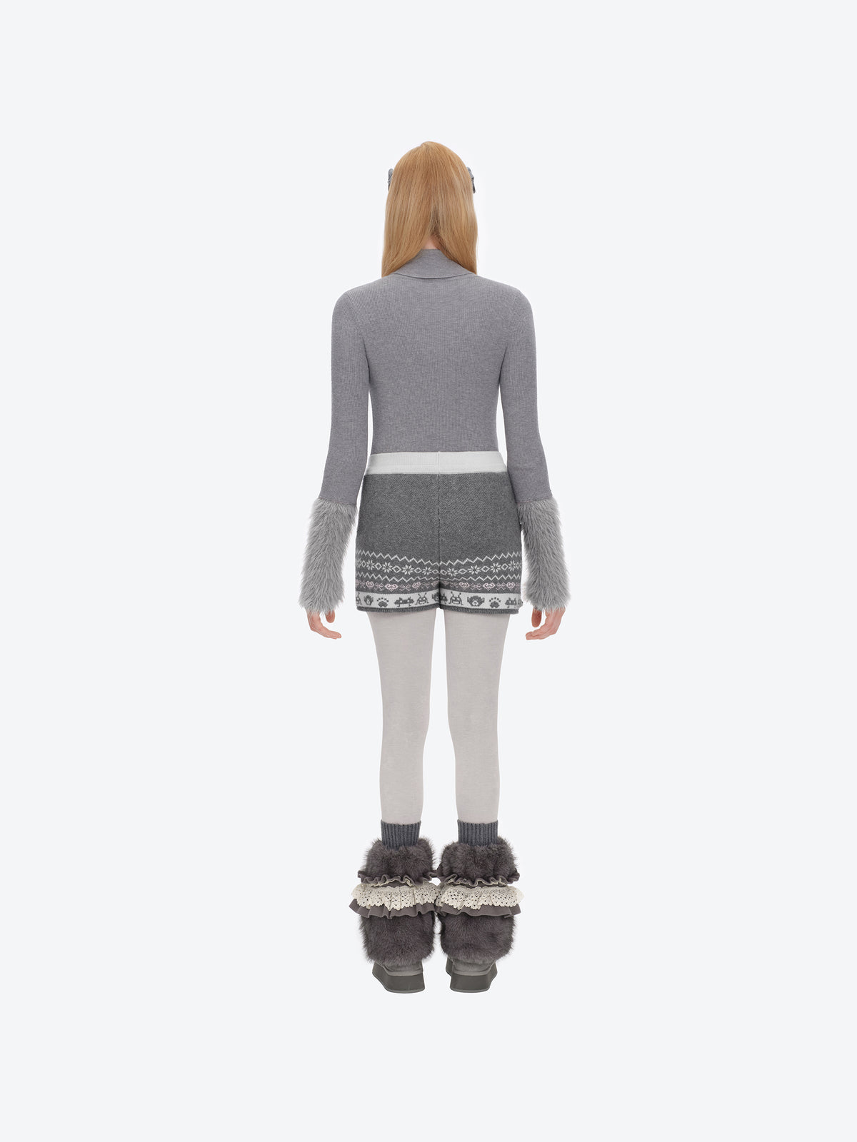 13DE MARZO Lace-Trimmed Lace-Up Snow Boots Grey - 13DE MARZO