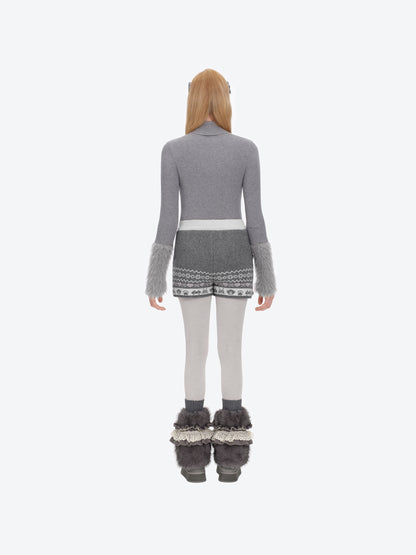 13DE MARZO Lace-Trimmed Lace-Up Snow Boots Grey - 13DE MARZO