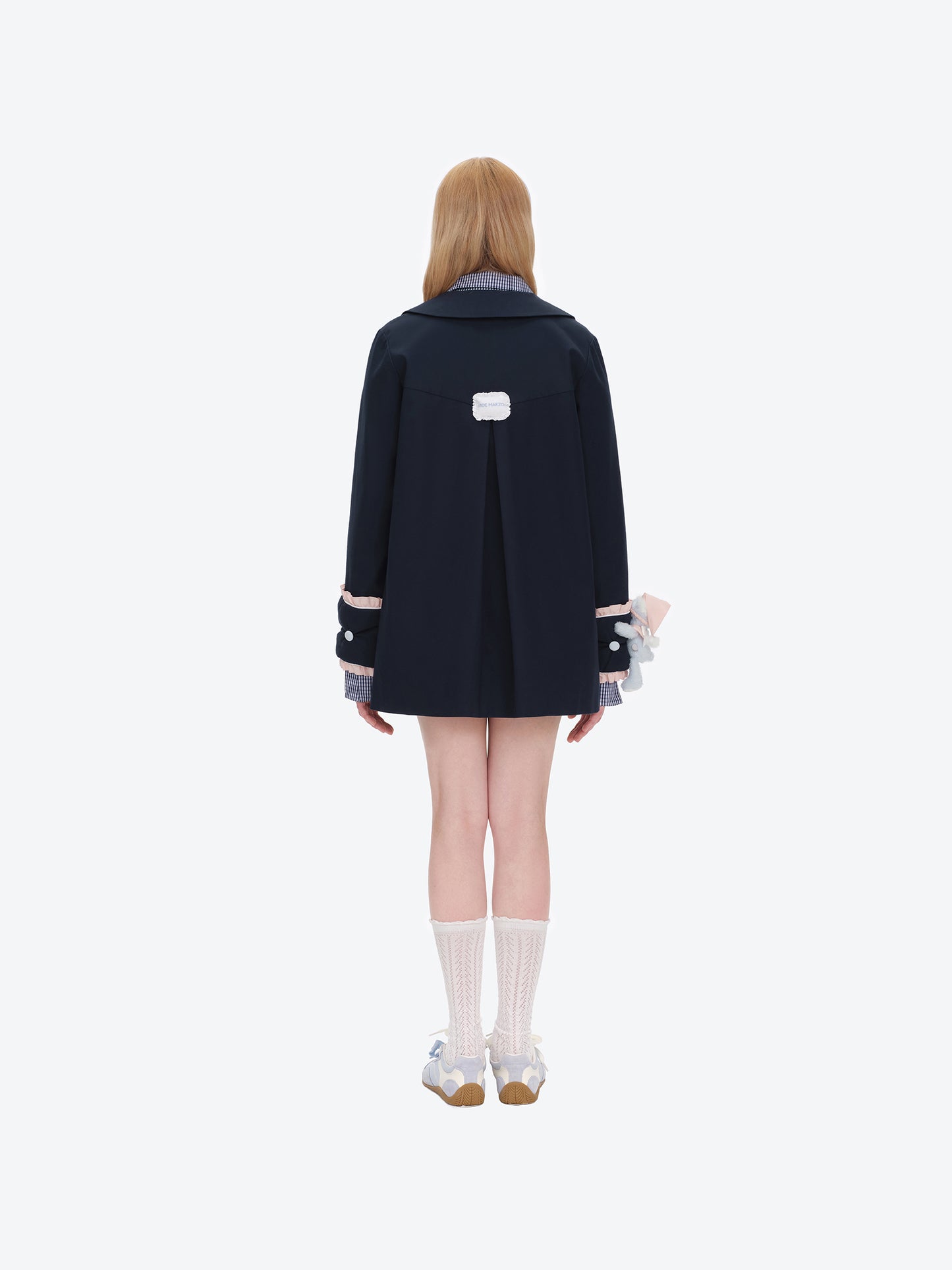 13DE MARZO Nighty Night Bear Trench Dress Navy Blue