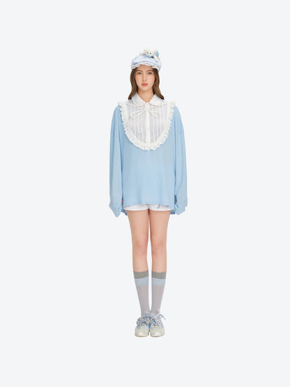 13DE MARZO Embroidered Ruffle Baseball Cap Blue