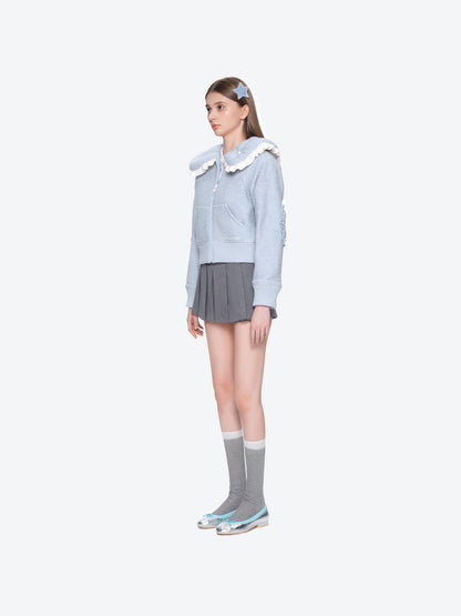 13DE MARZO Nighty Night Bear Cropped Jacket Blue