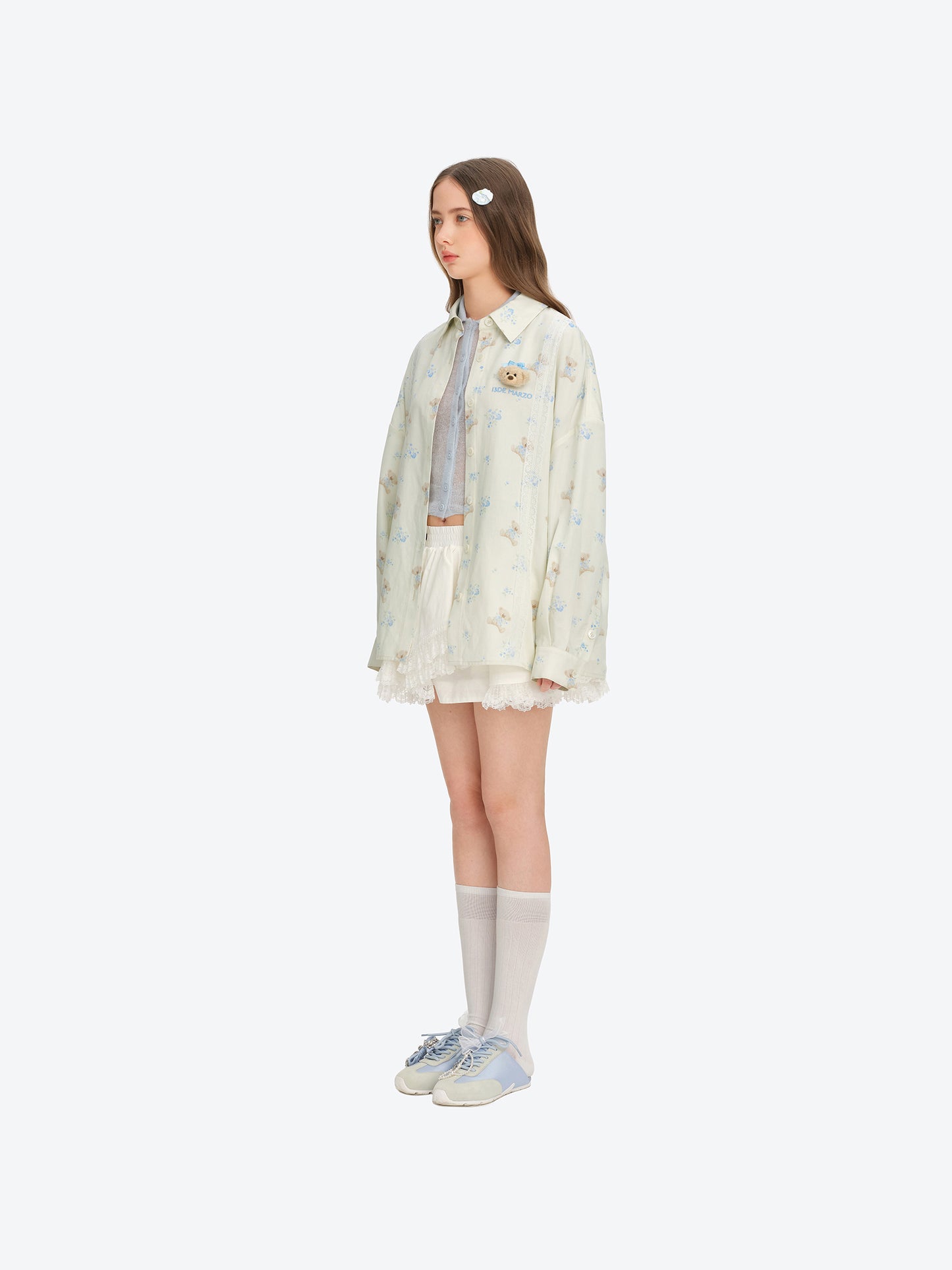 13DE MARZO All-Over Floral Print Shirt Beige