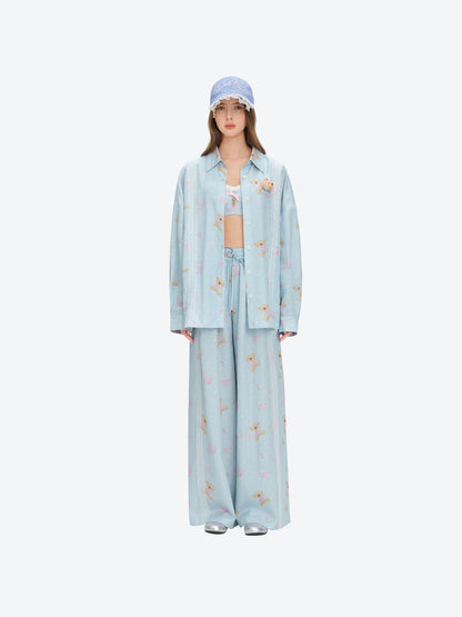 13DE MARZO All-Over Floral Print Shirt Blue