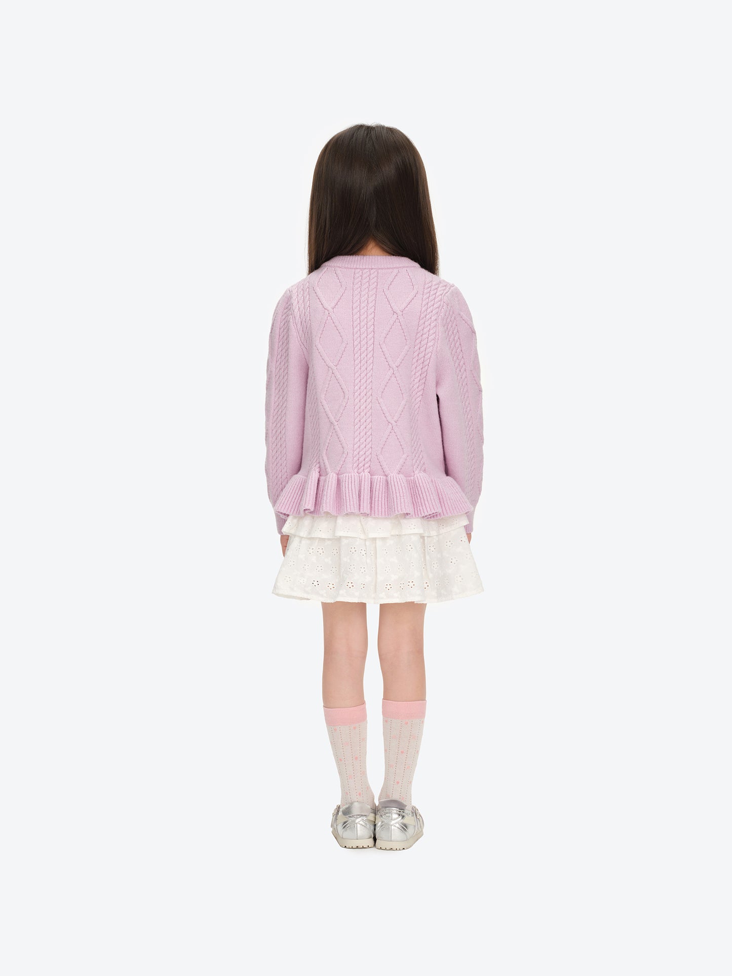 13DE MARZO BabyBear Flounce Knit Cardigan Pink