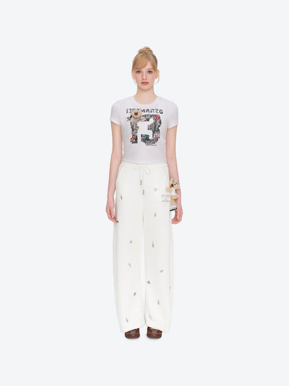 13DE MARZO Rolling Stones Bear Sweatpants Beige