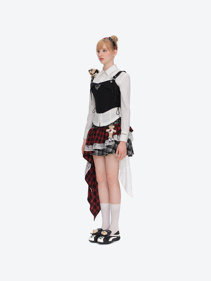 13DE MARZO Rolling Stones Boned Corset With Shirt