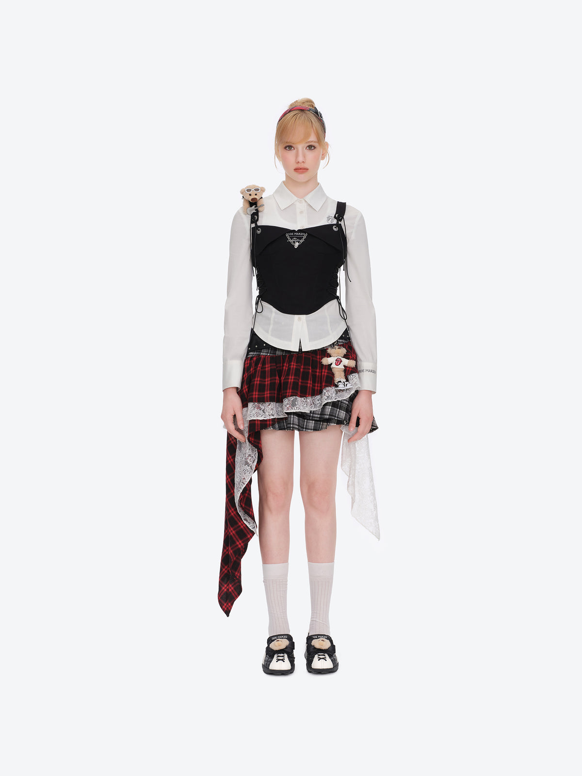 13DE MARZO Rolling Stones Boned Corset With Shirt