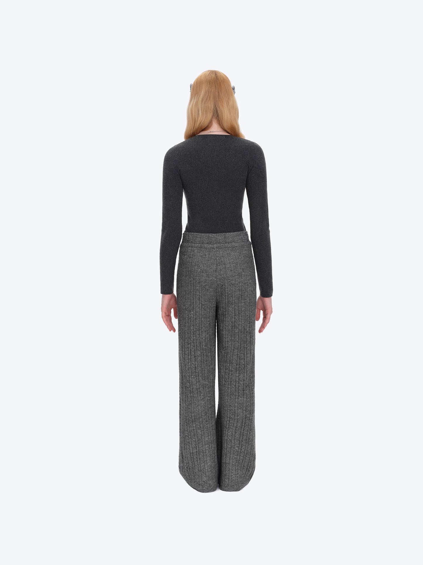 13DE MARZO Mini Bear Knit Trousers Grey