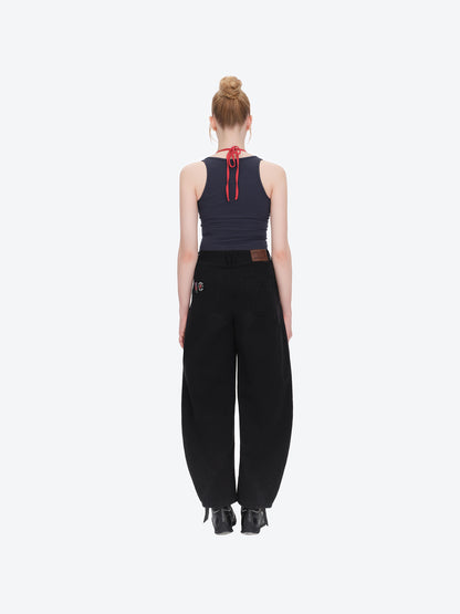 13DE MARZO Rolling Stones Print Scarf Pants Black