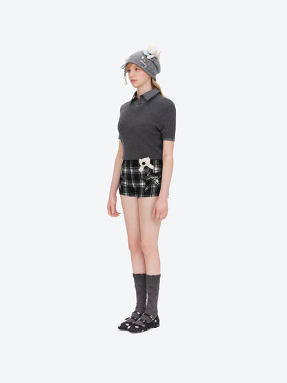 13DE MARZO Star Panel Plaid Skort Black