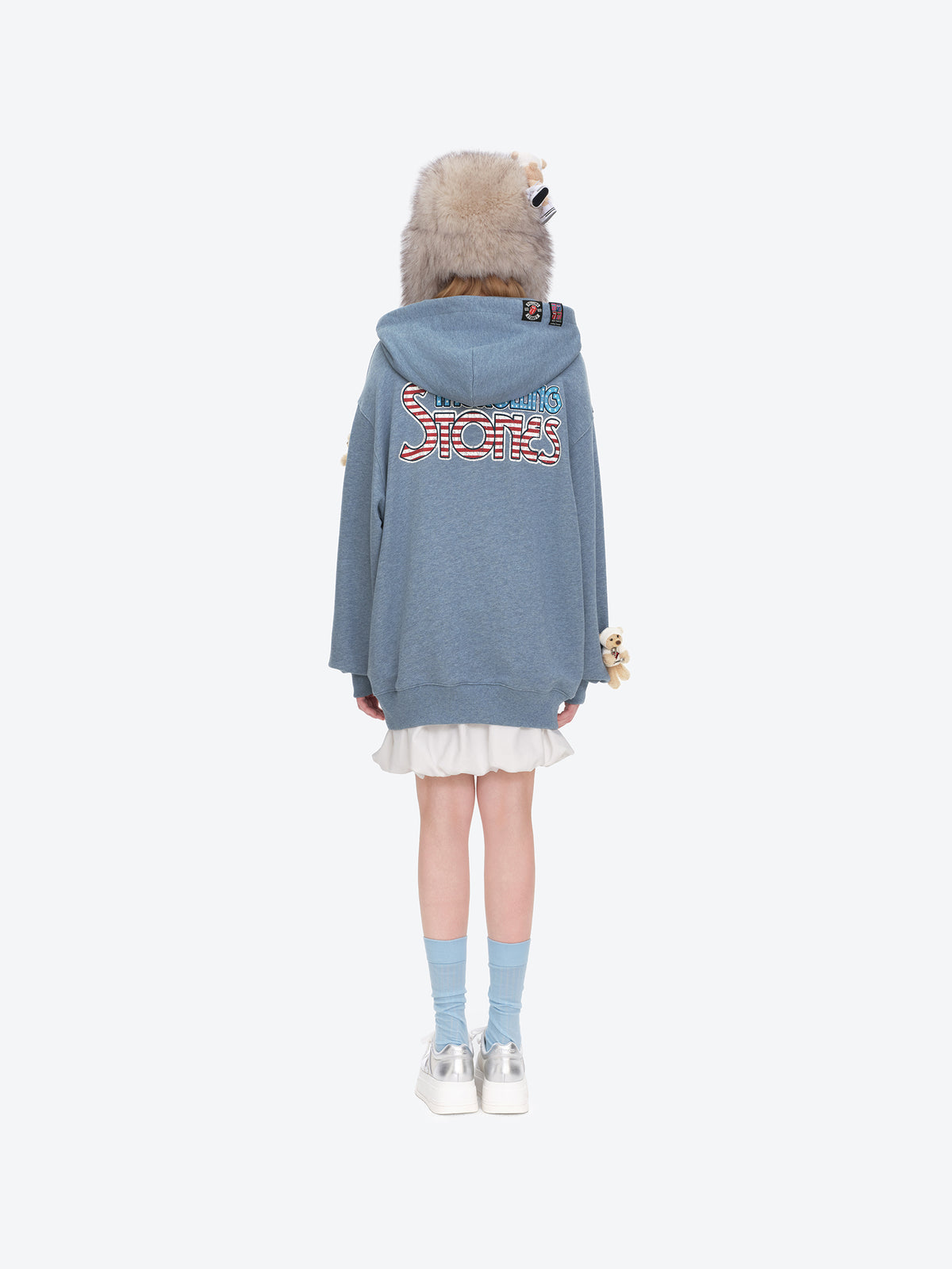 13DE MARZO Rolling Stones Color Yarn Zip Hoodie Blue