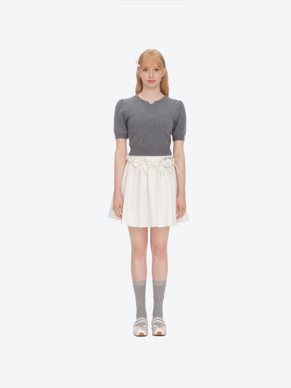 13DE MARZO Mini Bear Bow Blazer Skirt Beige