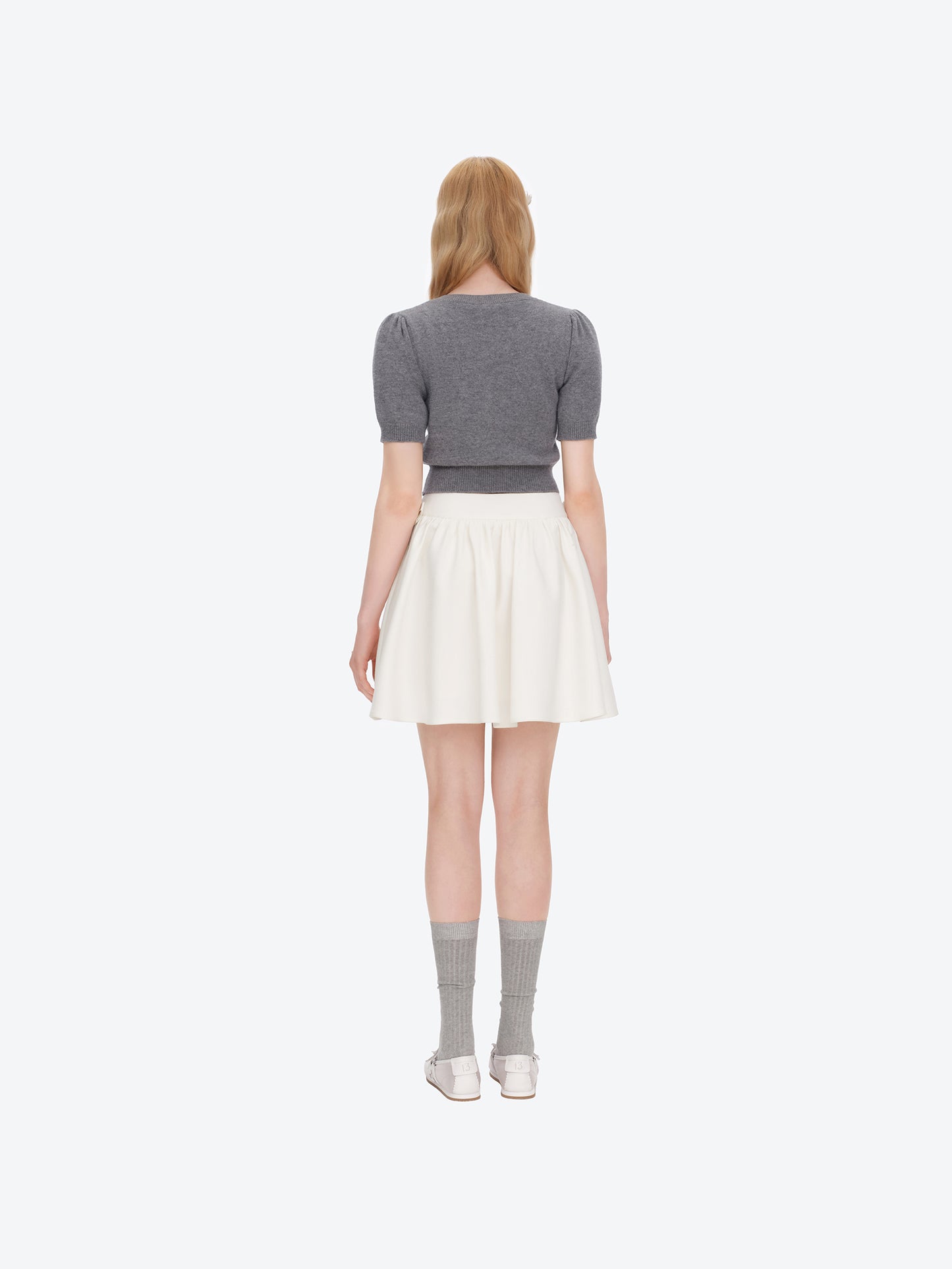 13DE MARZO Mini Bear Bow Blazer Skirt Beige