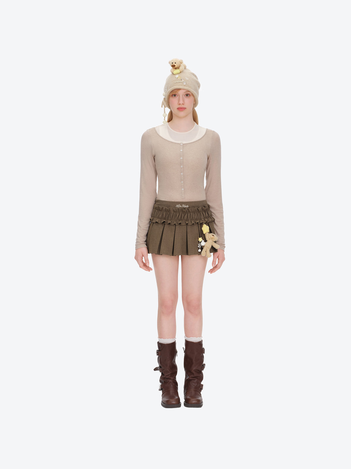 13DE MARZO Luminous Doozoo Snow Beanie Khaki