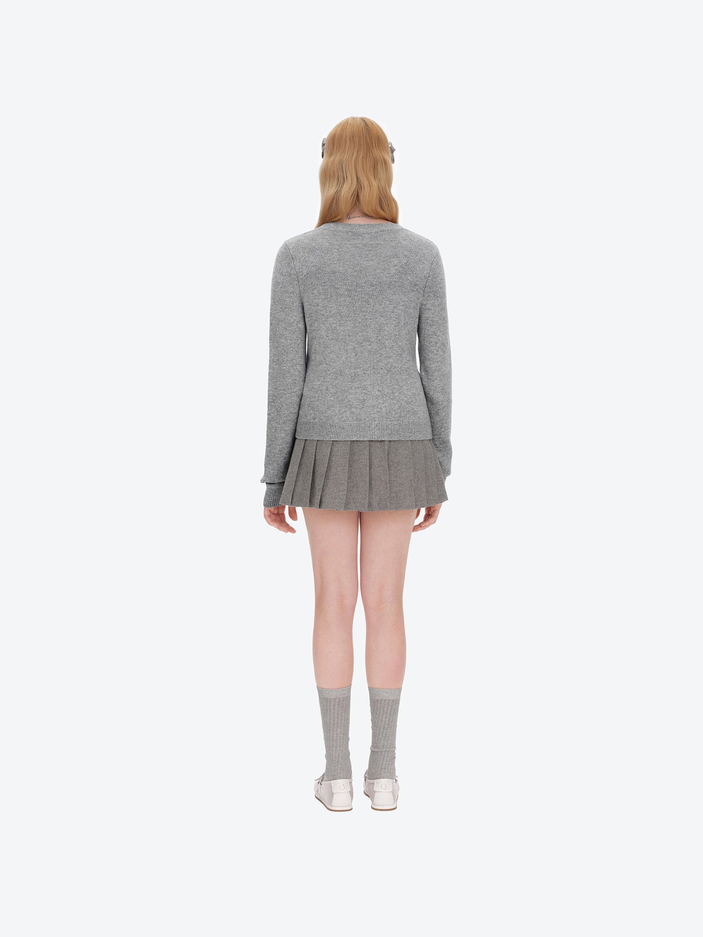 13DE MARZO Bow Bear Knit Cardigan Vest Grey