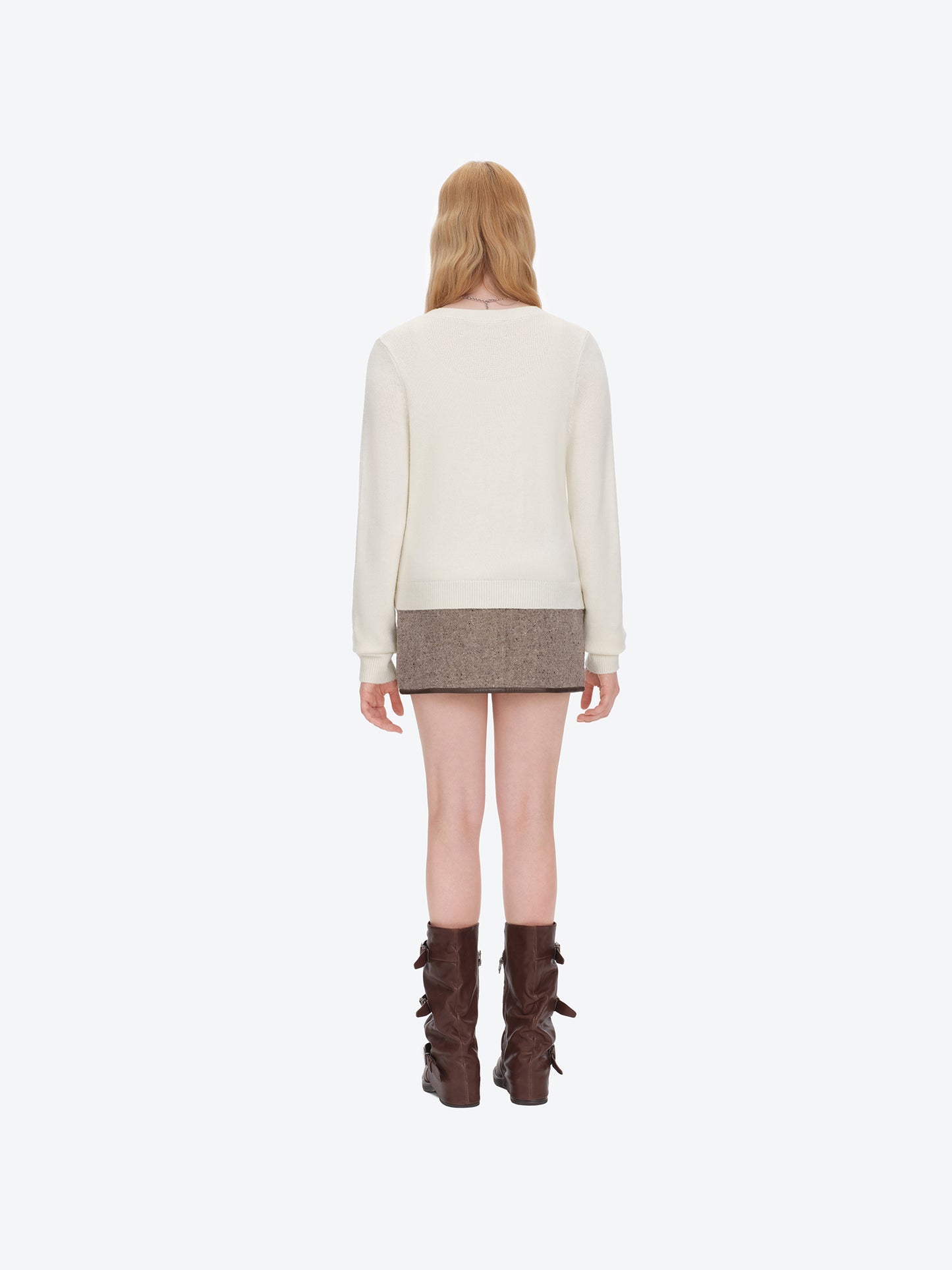 13DE MARZO Bow Bear Knit Cardigan Vest Beige