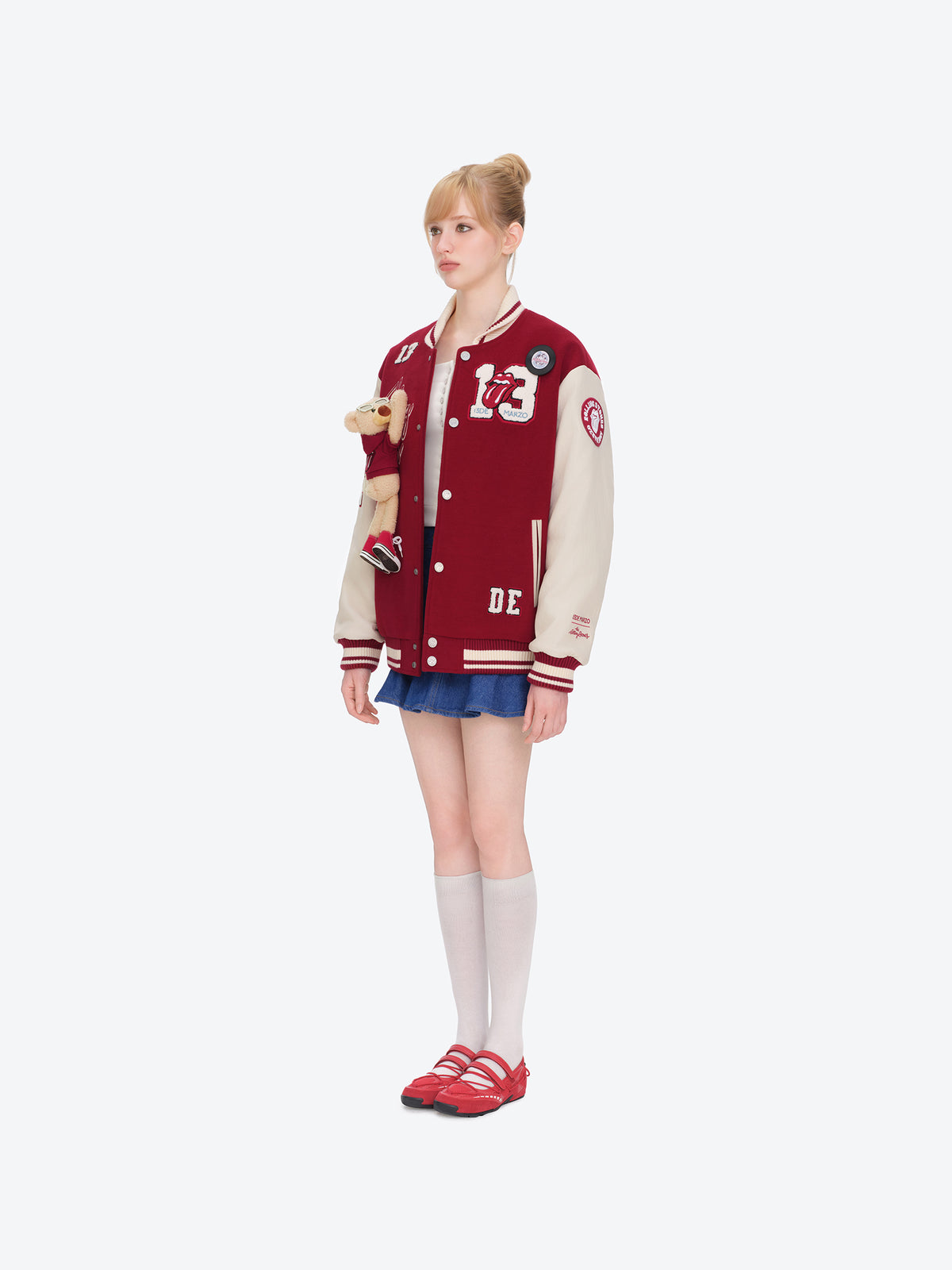 13DE MARZO Rolling Stones  Baseball Padded Jacket Red
