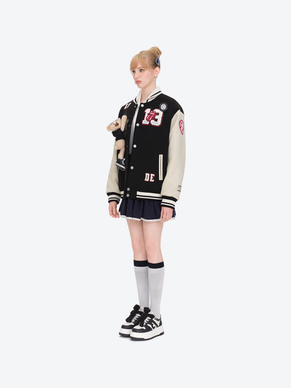 13DE MARZO Rolling Stones  Baseball Padded Jacket Black