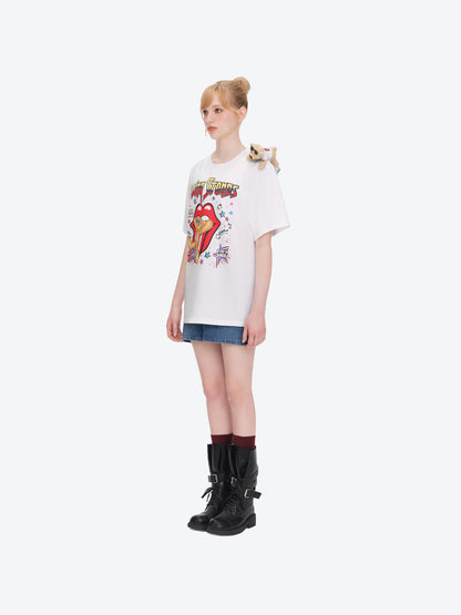 13DE MARZO Rolling Stones Tongue Bear T-shirt White