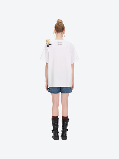 13DE MARZO Rolling Stones Tongue Bear T-shirt White