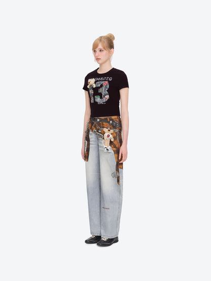 13DE MARZO Rolling Stones Shirt Print Jeans Blue