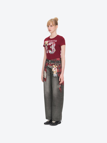 13DE MARZO Rolling Stones Shirt Print Jeans Black