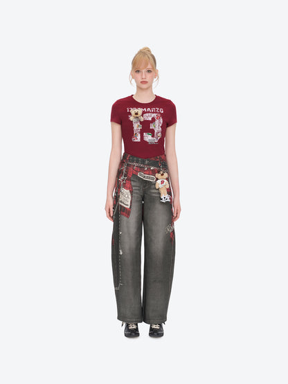 13DE MARZO Rolling Stones Shirt Print Jeans Black