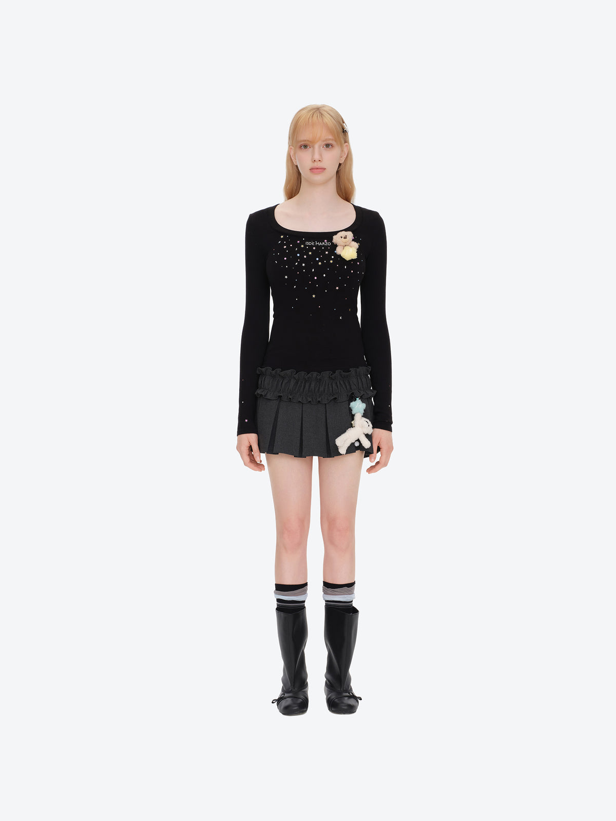 13DE MARZO Luminous Bear Star Under Shirt Black