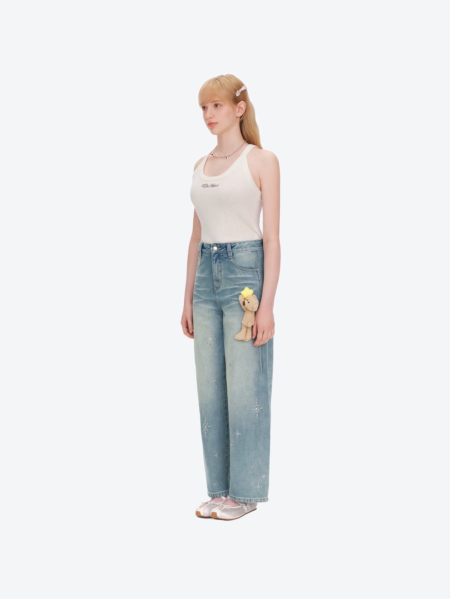 13DE MARZO Luminous Bear Star Jeans Blue
