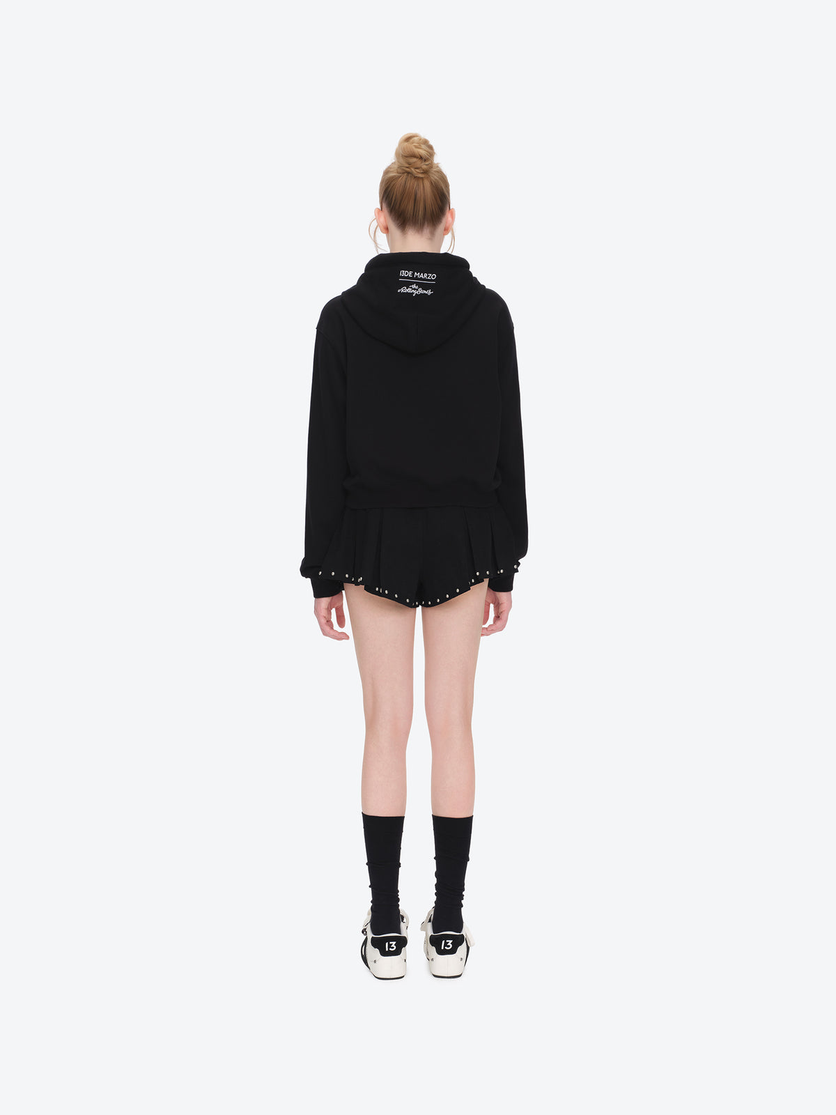13DE MARZO Rolling Stones Bear Cropped Hoodie Black