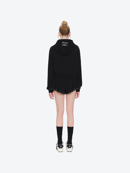 13DE MARZO Rolling Stones Bear Cropped Hoodie Black