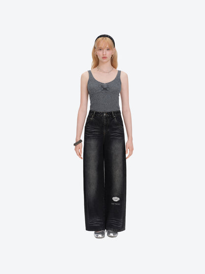 13DE MARZO Bear Base Jeans Black