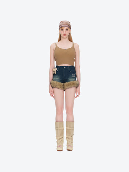 13DE MARZO Rolling Stones Denim Hot Shorts Blue