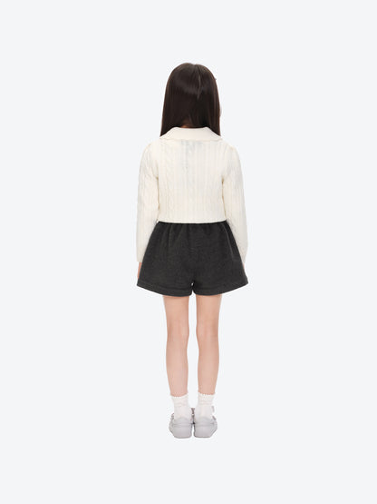 13DE MARZO BabyBear Star-Panel  Wool Shorts Grey