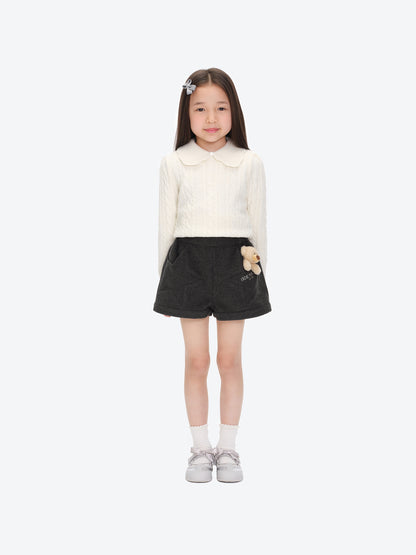 13DE MARZO BabyBear Star-Panel  Wool Shorts Grey