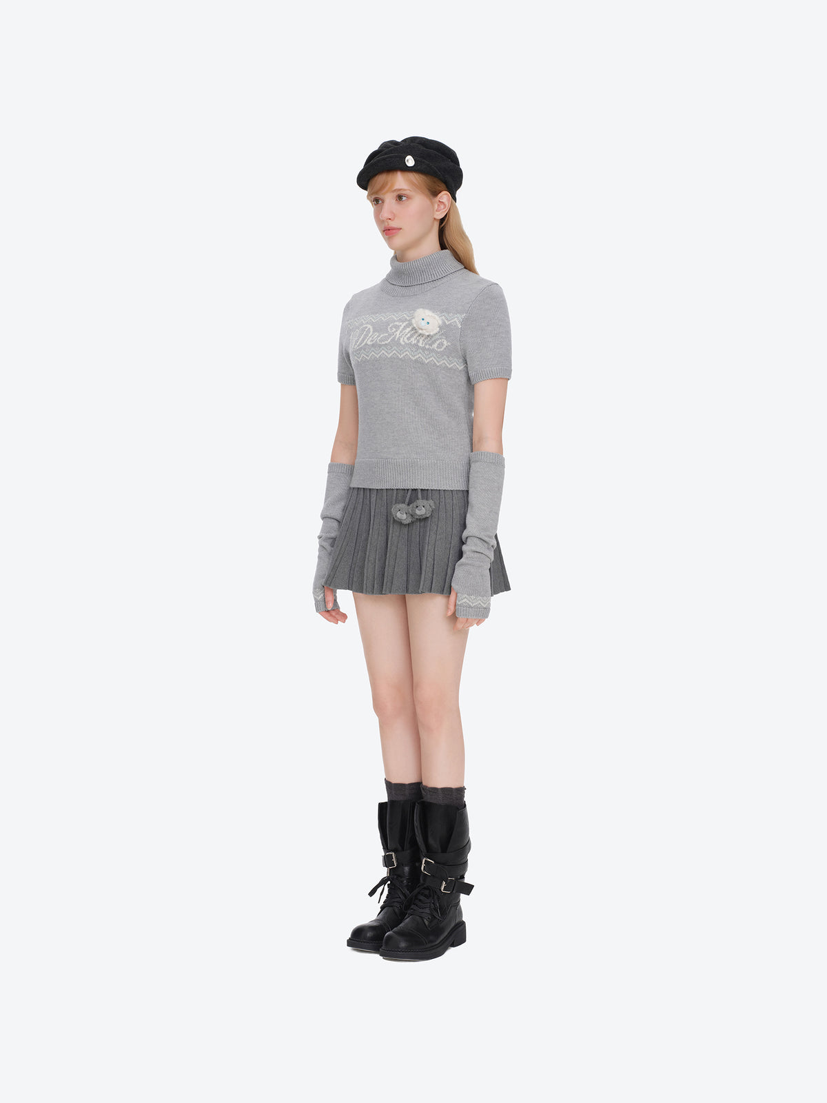 13DE MARZO Fair Isle Oversleeve Grey