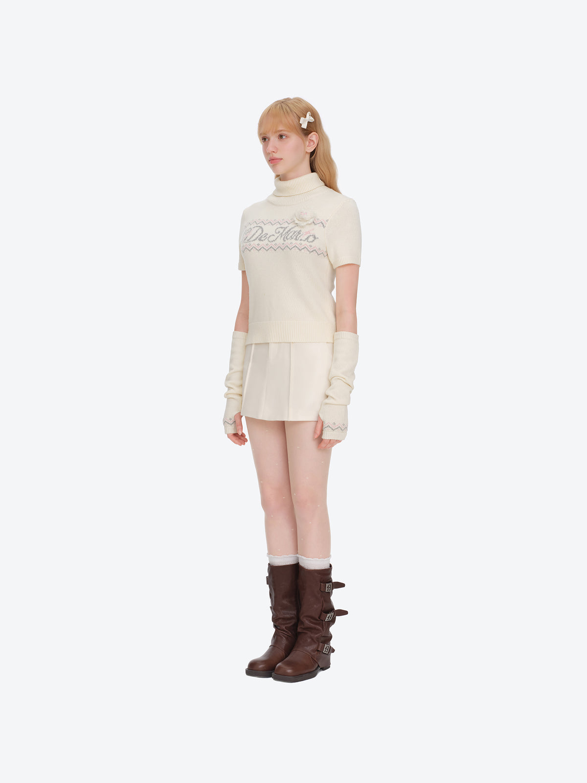 13DE MARZO Fair Isle Oversleeve Beige