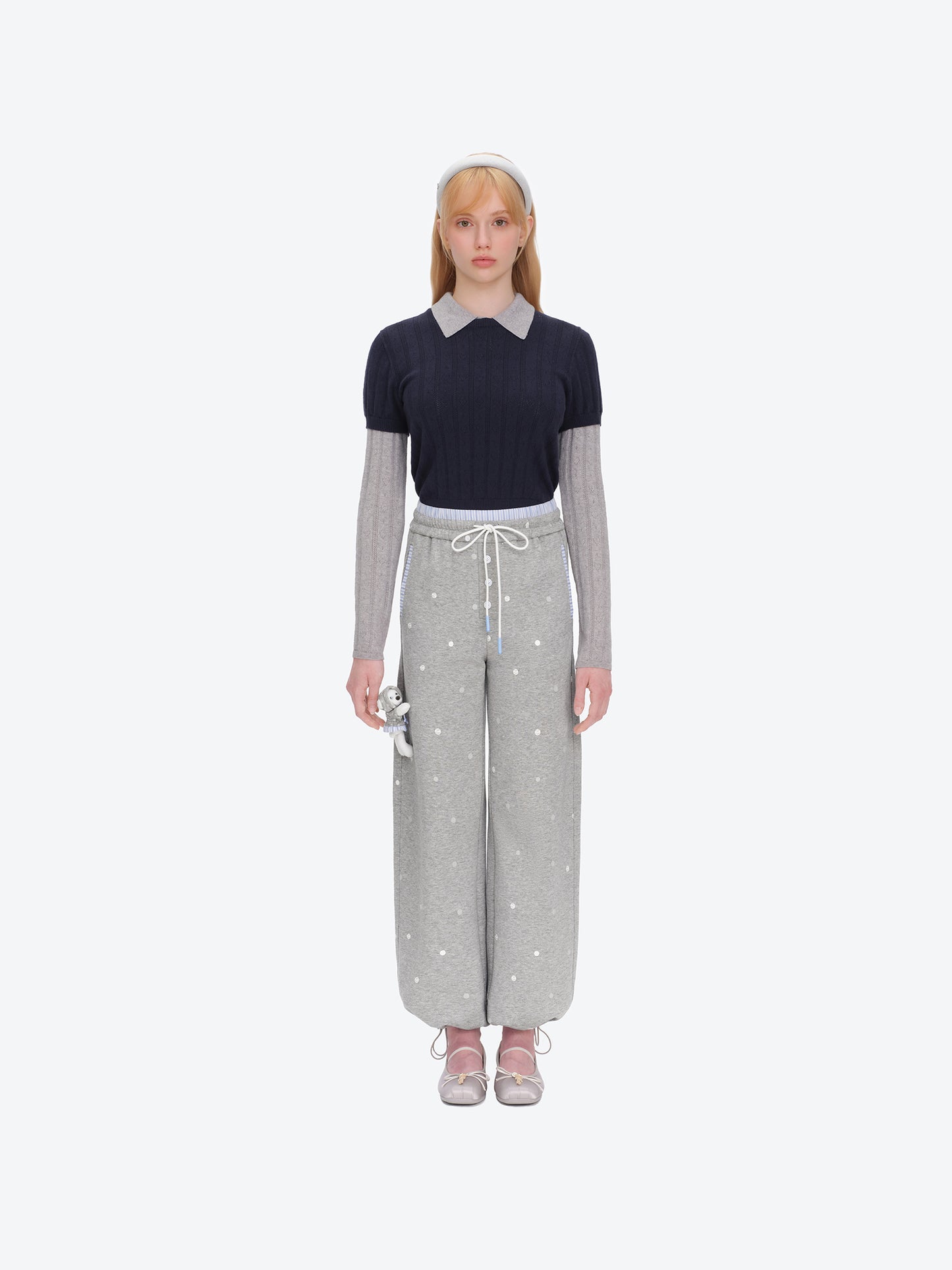 13DE MARZO Patchwork Polka Dot Sweatpants