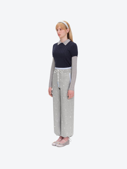 13DE MARZO Patchwork Polka Dot Sweatpants