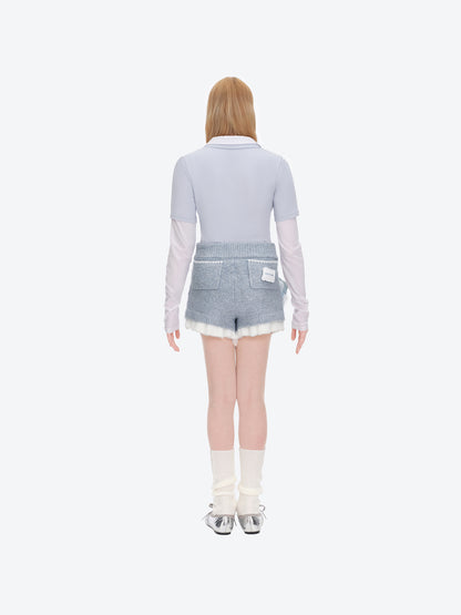 13DE MARZO Nighty Night Bear Knit Lace Shorts