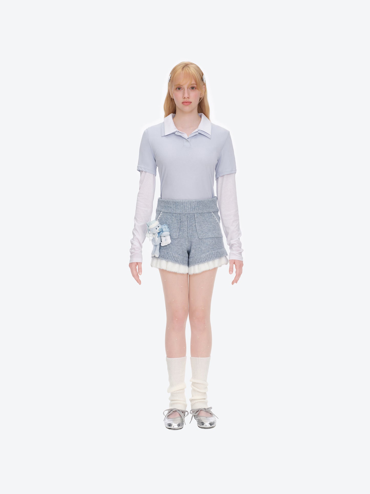 13DE MARZO Nighty Night Bear Knit Lace Shorts