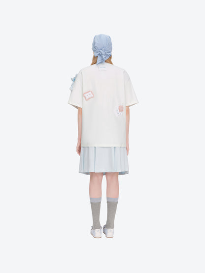 13DE MARZO Nighty Night Bear Pillow Oversized T-shirt White