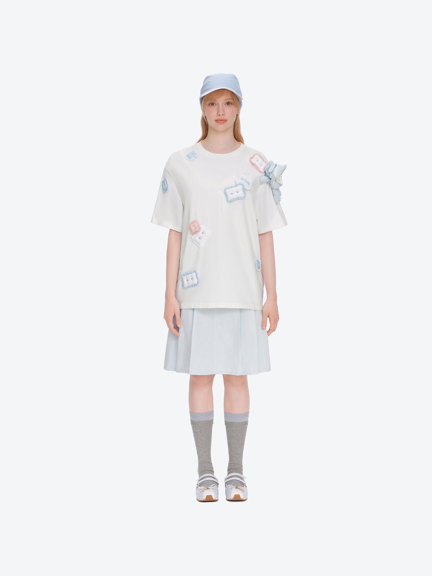 13DE MARZO Nighty Night Bear Pillow Oversized T-shirt White