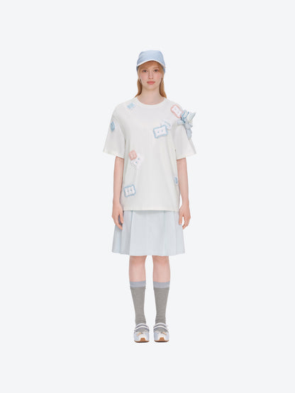 13DE MARZO Nighty Night Bear Pillow Oversized T-shirt White