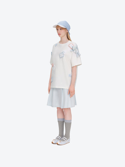 13DE MARZO Nighty Night Bear Pillow Oversized T-shirt White